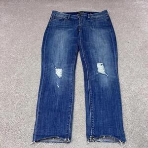 Lucky Brand Lolita Crop Jeans Women’s Blue Distressed Pockets Size 6